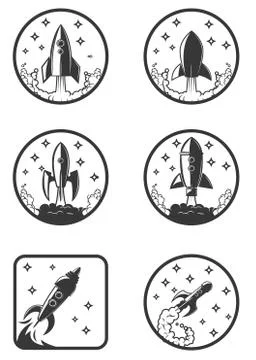 Set of the rocket launch icons. Design elements for  label, embl Stock Illustration