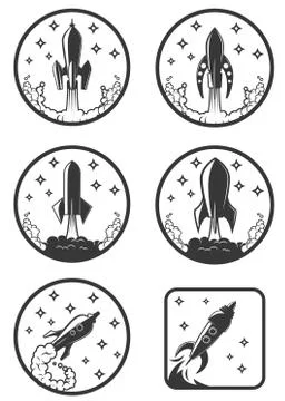 Set of the rocket launch icons. Design elements for  label, embl Stock Illustration