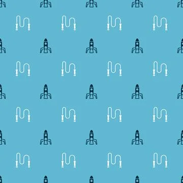 Set Rocket ship and Jump rope on seamless pattern. Vector 스톡 일러스트
