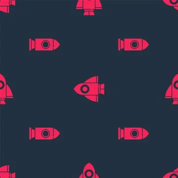 Set Rocket ship and on seamless pattern. Vector Illustrazione stock