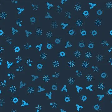 Set Rocket ship, Black hole, Alien and Telescope on seamless pattern. Vector 스톡 일러스트