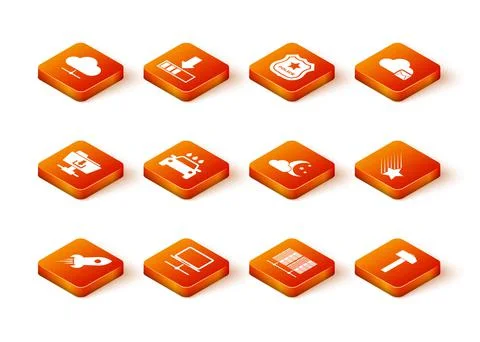 Set Rocket ship with fire, Computer network, FTP folder download, Car wash Stock Illustration