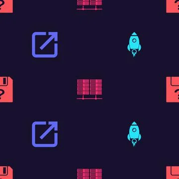 Set Rocket ship with fire, Open in new window, Server, Data, Web Hosting and Stock Illustration