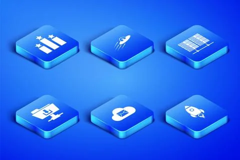 Set Rocket ship with fire, Ranking star, Cloud mail server, FTP folder down.. 스톡 일러스트