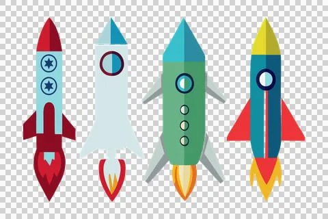 Set of rocket vector art design, rocket logo isolated Illustrazione stock