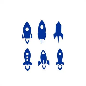 Set rocket vector logo and icon for space ship and exploration inspiration Stock Illustration