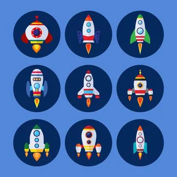 Set of rockets 1 Stock Illustration