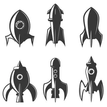 Set of the rockets icons. Design element for logo, label, emblem Stock Illustration