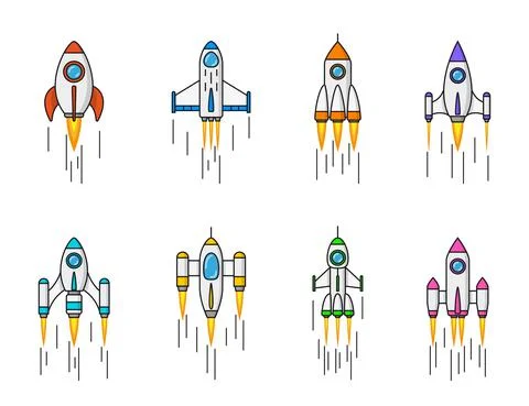 Set of rockets Stock Illustration