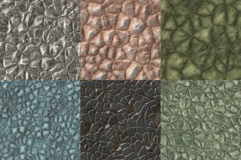 Set of rocks abstract seamless generated textures Stock Illustration