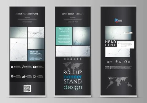 Set of roll up banner stands, templates, geometric design, corporate vertical Stockillustratie