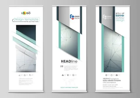Set of roll up banner stands, templates, geometric design, corporate vertical Stockillustratie