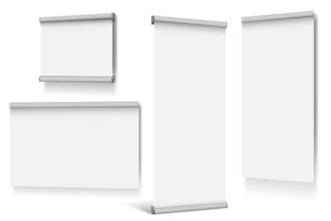Set of roll up banners on white background Stock Illustration