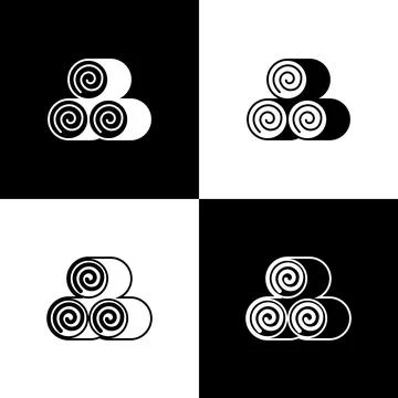 Set Roll of hay icon isolated on black and white background. Vector イラスト素材
