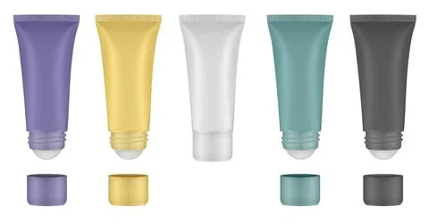 Set of roller ball tubes. Body antiperspirant deodorant roll-on Stock Illustration