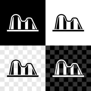 Set Roller coaster icon isolated on black and white, transparent background Stock Illustration