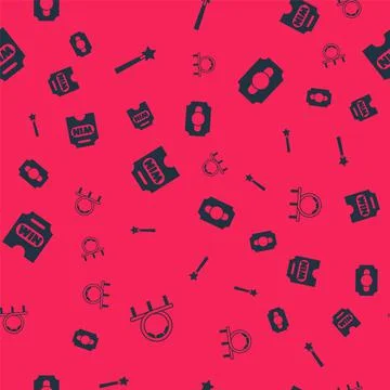 Set Roller coaster, Magic wand, Circus ticket and on seamless pattern. Vector Stock Illustration