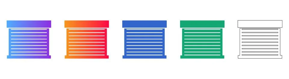 Set of Roller Shutter Door Icons Stock Illustration