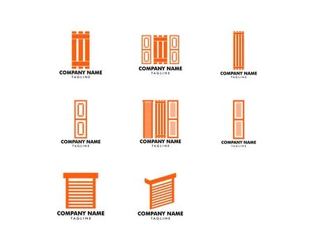 Set of Roller Shutter Door Logo Icon Template Illustration