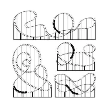Set of rollercoaster silhouettes Stock Illustration