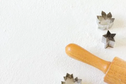 Set rolling dough on flour Stock Photos