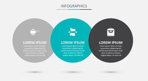 Set Rolling pin on dough, Cooking pot fire and Slow cooker. Business infographic Stock-Illustration