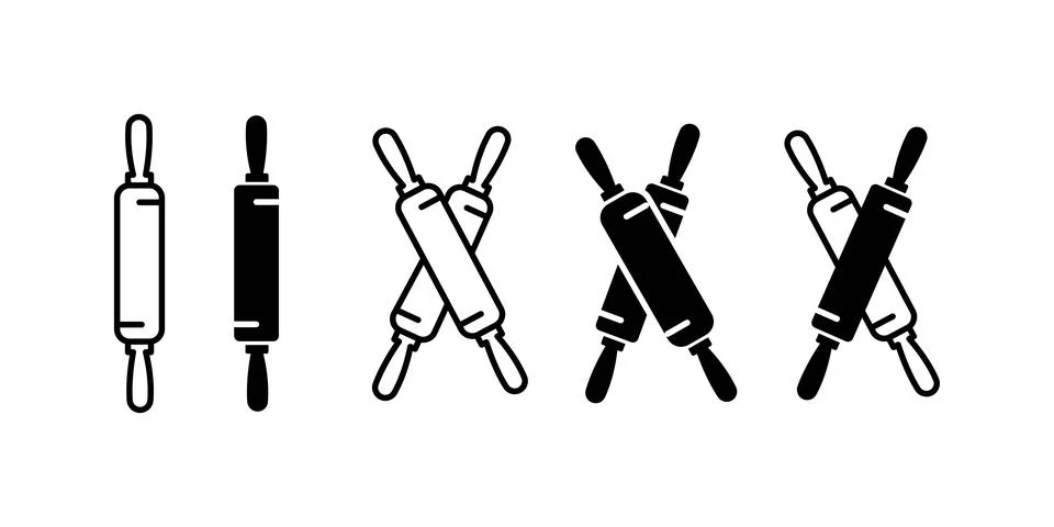 Set of rolling pin. Kitchen rolling pin icon Stock Illustration