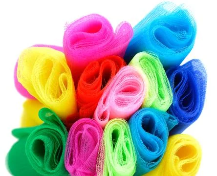 A set of rolls of colored  isolated on white background. Colorful fabric Stock Photos