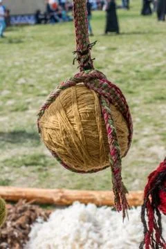 Set of Rolls of colotful string Stock Photos