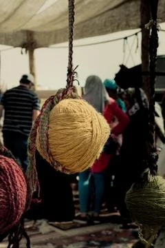 Set of Rolls of colotful string Stock Photos