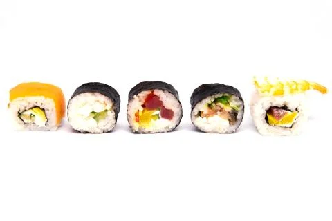 A set of rolls of different kinds isolated on a white background. Stock Photos