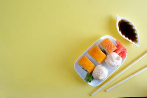 Set of rolls for the menu of a restaurant, cafe Stock Photos