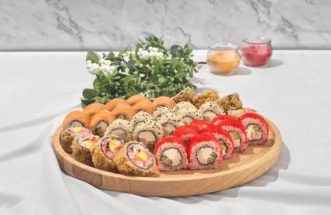 Set of rolls on a neutral light background Stock Photos