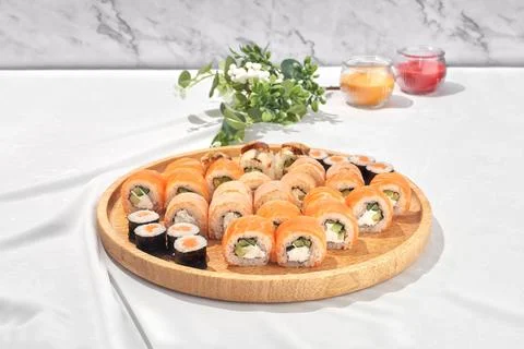 Set of rolls on a neutral light background Stock Photos