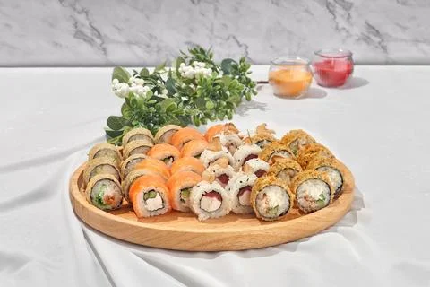 Set of rolls on a neutral light background Stock Photos