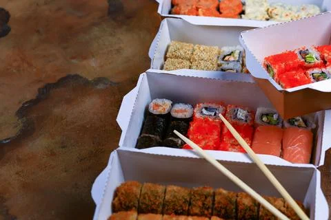 Set of rolls with soft selective focus Stock Photos