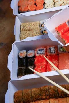 Set of rolls with soft selective focus Stock Photos