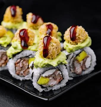 Set of rolls on stone serving board Stock Photos