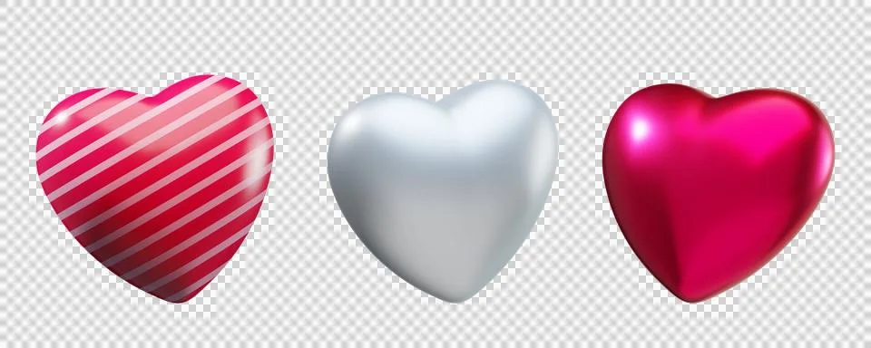Set of Romantic 3d Heart Stock Illustration