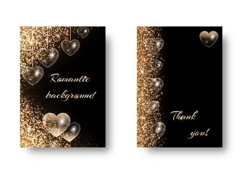 Set of romantic backgrounds with glitter Stock Illustration