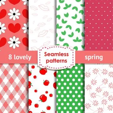 Set of romantic chic seamless patterns Illustrazione stock