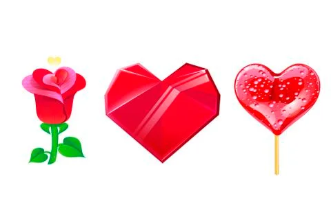 Set of romantic elements for Valentines day. Lollipop in the shape of a heart Stock Illustration