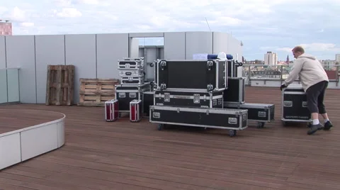 Set up on a roof Stock Footage 64123430