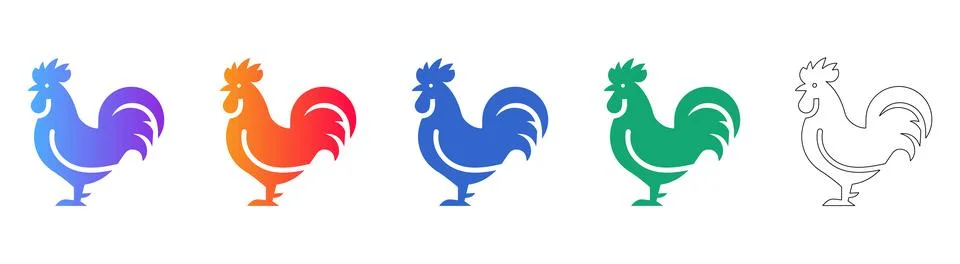 Set of Rooster Icons Stock Illustration
