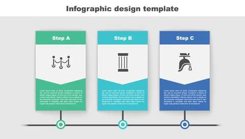 Set Rope barrier, Ancient column and Roman army helmet. Business infographic Ilustración de archivo
