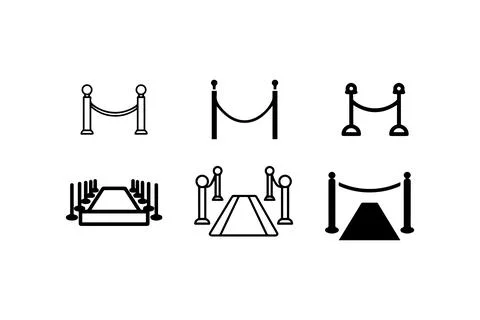 Set of Rope Barrier and Red Carpet Icons. Vector illustration design. Stock Illustration