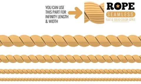 Set of rope with flat style for brush stroke. Vector illustration Stock Illustration