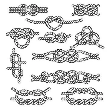 Set of rope knots Stock Illustration
