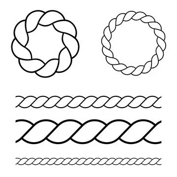 Set of rope pattern brushes Stock Illustration