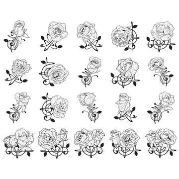 Set Of Rose Flowers Stock-Illustration